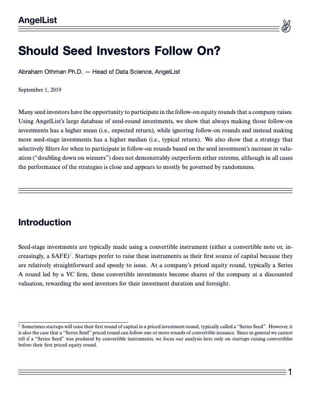 Should Seed Investors Follow On?